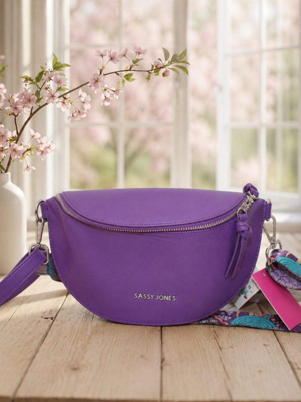 NWT Sassy Jones Leah Purple Guitar Strap Belt Bag